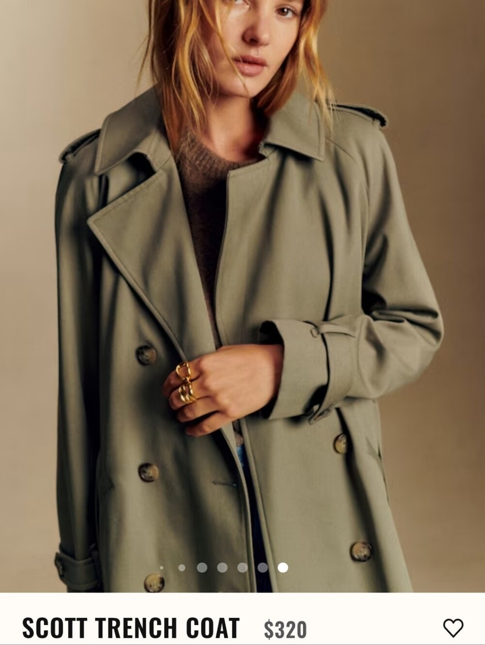 Sezane Scott Trench Coat Olive Green - Size 4 - Picture 4 of 6